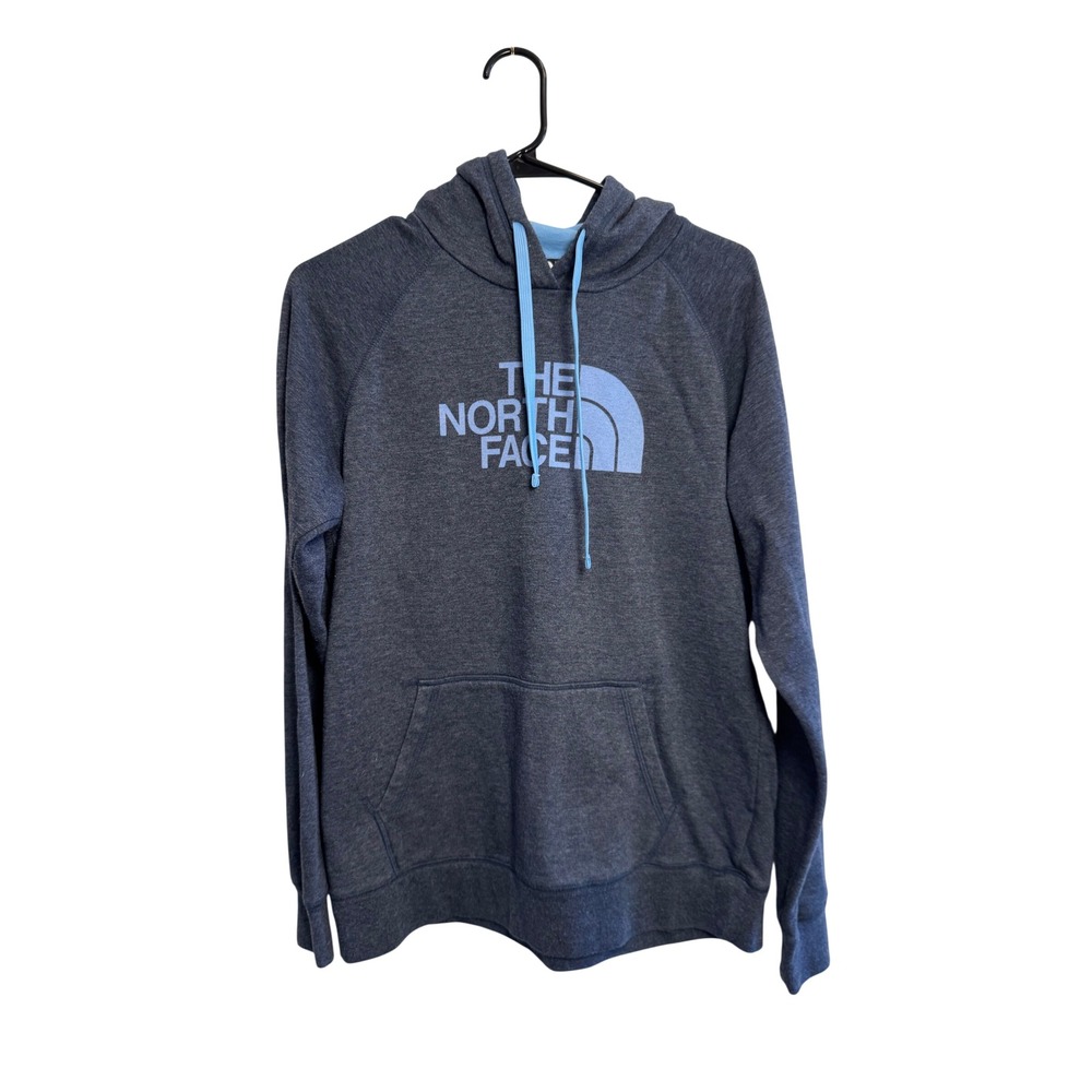 The North Face Women's Large Grey Blue Logo Pullover Hoodie